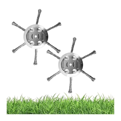 2025 Upgrade Stahldraht Rasentrimmer,Trimmer Aufsatz Unkraut,Unkrautbürste Für Rasentrimmer,Freischneider Zubehör,Unkrautbürste für Akku Rasentrimme (6Blade+2pc) von Generisch