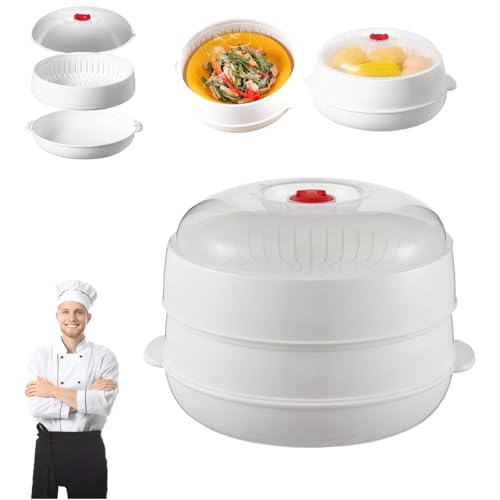 2025 Upgraded Microwave Oven Steamer, Multifunctional Microwave Heating Steamer With Lid And Tray, Easy Clean, 2-Layer Stackable, for Cooking Food (2-Layer) von Generisch