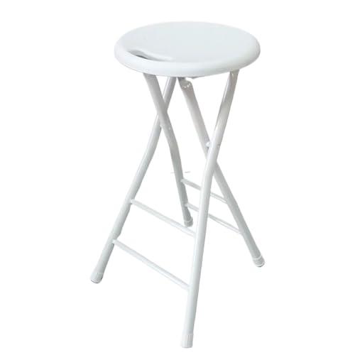24/71.1 cm Tall Folding Bar Stool with Handle Round Compact Foldable Kitchen High Chair Breakfast Camping Outdoor Stool for Adults with Steel Frame Legs von Generisch