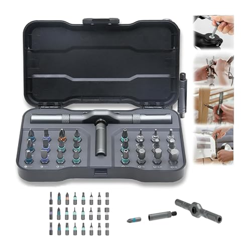 24-in-1-Magnet-Ratschenschraubendreher-Set, DlY-Schraubendreher-Set, Kompakter und Tragbarer Magnetischer Schraubendreher aus Hochhartem S2-Legierungsstahl, Geeignet für Alle von Generisch