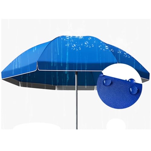 240 cm verstellbarer Strandschirm, UV-Schutz, gestreift, Terrassenüberdachung für Garten, Pool und Strand (blau, 2,4 m) – perfekter Sonnenschutz für Entspannung im Freien von Generisch