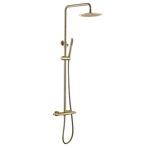 25,4 cm Regenduschkopf Wandmontage Duschsäule Set Freiliegendes Thermostat-Duschsystem 2-Funktions-Duscharmatur-Set mit Ventil für luxuriöses Badezimmer-Erlebnis 25,4 cm Regenduschkopf Wandmontage Duschsäule Set Freiliegendes Thermostat-Duschsystem 2-Funktions-Duscharmatur-Set mit Ventil für luxuriöses Badezimmer-Erlebnis von Generisch