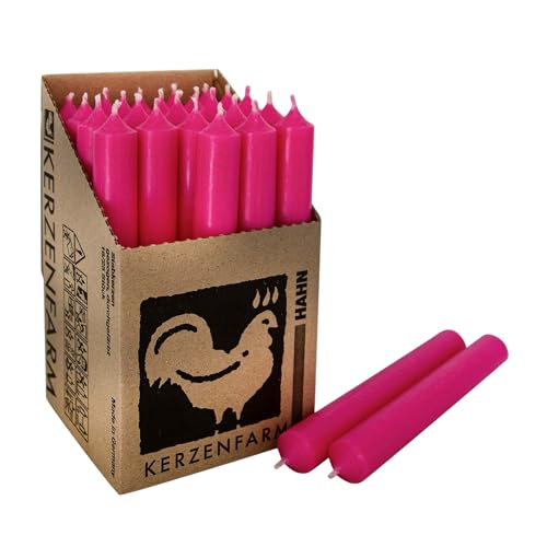 25 Stück Stabkerzen in Displaybox, 180mm x 22mm, Tropffrei,Kerzenfarm Hahn Kerzen,Markenqualität (Neon-Pink N08, 180) von Generisch