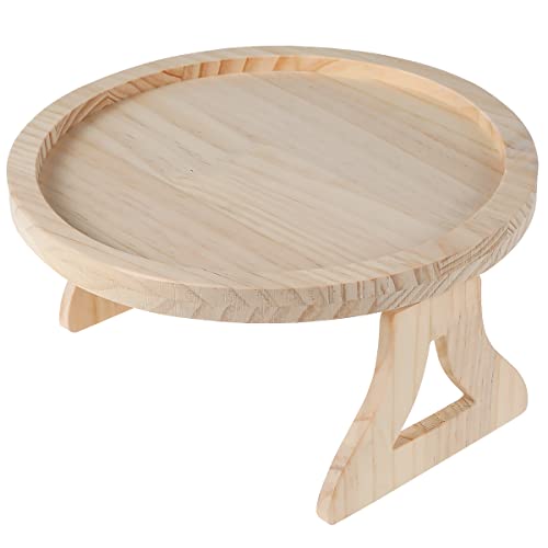 ⌀ 25 cm Sofatablett Armlehne Faltbar Holzfarbe Sofa Ablage Holz Rundes Tragbar Sofa Tisch Ablage rutschfeste Holztablett Bambus Couch Tablett Armlehne Organizer Für Sofa Couch Sofa Arm Tray von Generisch