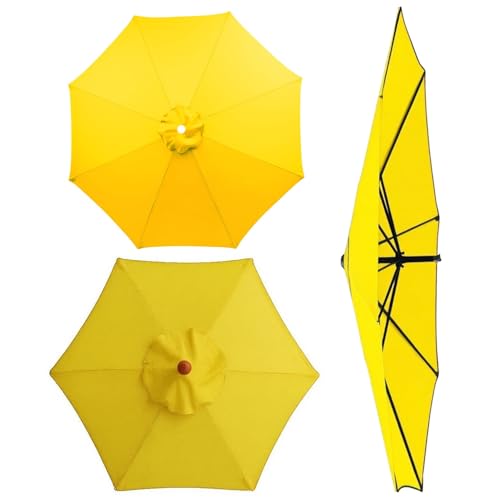 250/270/300 cm Terrassenschirm-Ersatzdach für 6/8-Streben, Große Sonnenschirm Ersatzbezug für Pool, Markt Tisch Schirm Ersatz Baldachin, nur Stoffbezug, Sonnenschutz, Wasserdicht(Gelb,6 Rippen 250cm) von Generisch