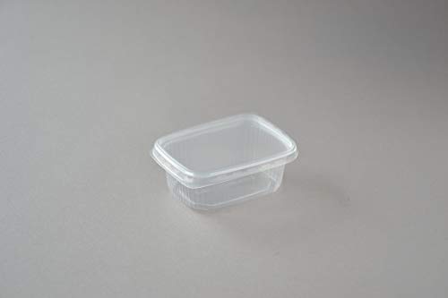 250 Stück Feinkostbecher mit Deckel, 200 ml eckig transparent Verpackungsbecher Salatbox Rechteckbecher Salatschalen von Generisch