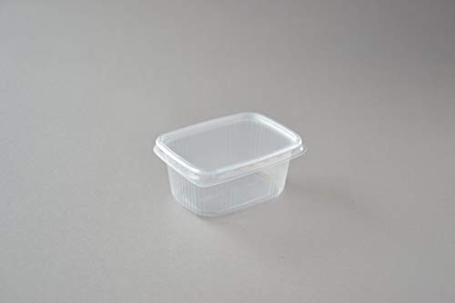 250 Stück Feinkostbecher mit Deckel, 250 ml eckig transparent Verpackungsbecher Salatbox Rechteckbecher Salatschalen von Generisch