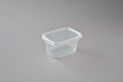 250 Stück Feinkostbecher mit Deckel, 300 ml eckig transparent Verpackungsbecher Salatbox Rechteckbecher Salatschalen von Generisch