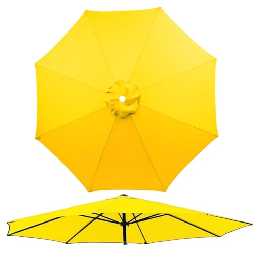 250 cm 6/8 Rippen Terrassenschirm Ersatzbezug, Ersatz-Überdachung für Große Sonnenschirme, Ersatzabdeckung für Garten Hinterhof Pool, nur Baldachin, UV-Beständig Wasserdicht(Gelb,8 Streben 350cm) von Generisch