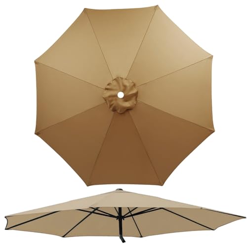 250 cm 6/8 Rippen Terrassenschirm Ersatzbezug, Ersatz-Überdachung für Große Sonnenschirme, Ersatzabdeckung für Garten Hinterhof Pool, nur Baldachin, UV-Beständig Wasserdicht(Khaki,8 Streben 300cm) von Generisch