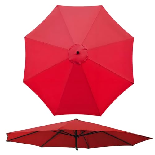 250 cm 6/8 Rippen Terrassenschirm Ersatzbezug, Ersatz-Überdachung für Große Sonnenschirme, Ersatzabdeckung für Garten Hinterhof Pool, nur Baldachin, UV-Beständig Wasserdicht(Rot,8 Streben 400cm) von Generisch