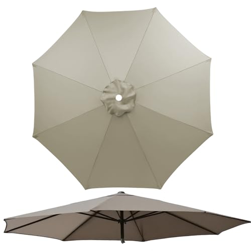 250 cm 6/8 Rippen Terrassenschirm Ersatzbezug, Ersatz-Überdachung für Große Sonnenschirme, Ersatzabdeckung für Garten Hinterhof Pool, nur Baldachin, UV-Beständig Wasserdicht(Taupe,8 Streben 400cm) von Generisch