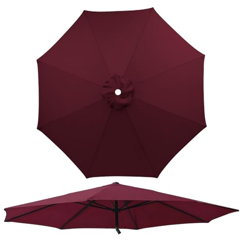 250 cm 6/8 Rippen Terrassenschirm Ersatzbezug, Ersatz-Überdachung für Große Sonnenschirme, Ersatzabdeckung für Garten Hinterhof Pool, nur Baldachin, UV-Beständig Wasserdicht(Weinrot,8 Streben 400cm) von Generisch