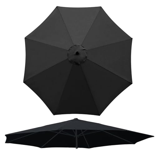 250 cm 6/8 Rippen Terrassenschirm Ersatzbezug, Ersatz-Überdachung für Große Sonnenschirme, Ersatzabdeckung für Garten Hinterhof Pool, nur Baldachin, UV-Beständig Wasserdicht(schwarz,6 Streben 200cm) von Generisch