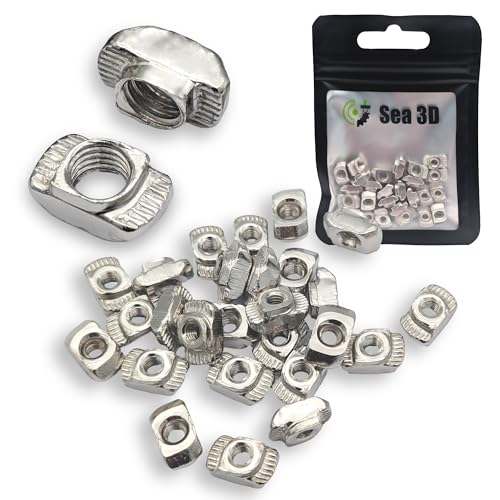 Sea 3D 25 Stück M3 Hammermutter 6mm Nut 6 aus verzinkten Stahl rostfrei, 2020 Aluprofil Hammerkopfmutter T-Nut Nutenstein von Sea 3D
