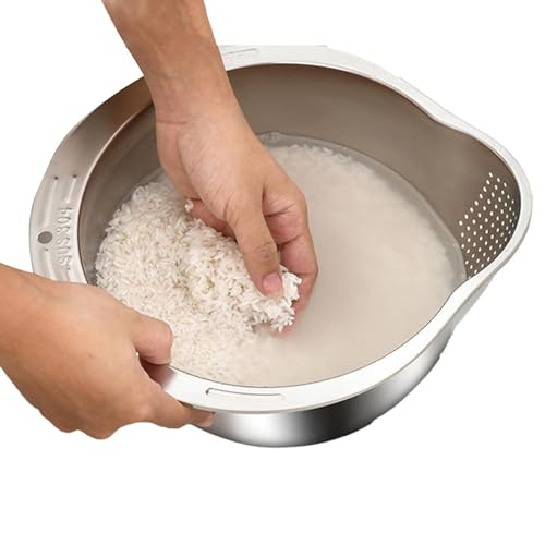 26.8X24X13.5cm Reissieb Edelstah Reis Waschschüssel Edelstahl Reis Waschen Schüssel Schale Mit Sieb Nudelsieb Mit Ausgießer Küchensieb sieb Zum Reinigen Von Reis,Obst 26.8X24X13.5cm Reissieb Edelstah Reis Waschschüssel Edelstahl Reis Waschen Schüssel Schale Mit Sieb Nudelsieb Mit Ausgießer Küchensieb sieb Zum Reinigen Von Reis,Obst von Generisch