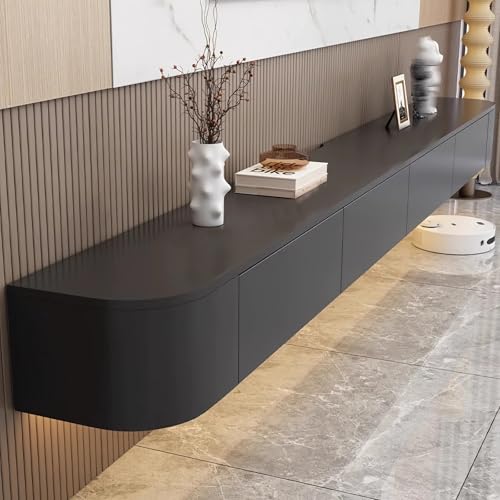 279.9 cm Schwebende TV-Einheit - Multifunktionaler Wandschrank aus Holz mit Stauraum für Wohnzimmer & Schlafzimmer (Schwarz, 280 cm) - Stilvolles modernes Design von Generisch