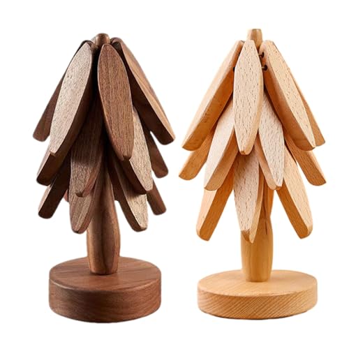 2PC Hölzerne Baum Untersetzer, Topfuntersetzer Trivet Baum Set, Baumform Untersetzer-set,Anti-Verbrühungsmatte,untersetzer Topf Faltbar,Verbrühungs Isolierpad Für Kleine Bäume Für Küchenarbeitsplatten von Generisch