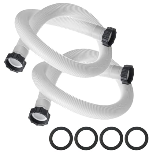 2er-Pack Poolschlauch 38mm / 150cm - Flexibler Schwimmbadschlauch Für Poolpumpe & Poolsauger –Ersatzschläuche, Schwimmmen Pools Schlauch Zubehör Pool-Pumpe/Filter（Gummimanschette*4） von Generisch