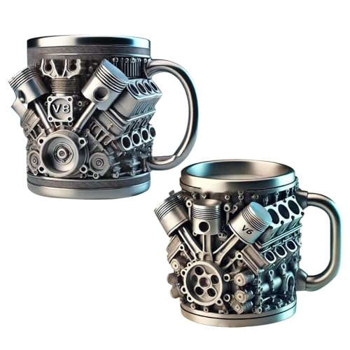 2er-Pack V8 Motoren Edelstahlbecher - Realistischen V8 und V6 Design Kaffeebecher, Kreative 3.D Retro Motor Getränkebecher, Geschenke für Rennsportfans und Autoliebhaber 2er-Pack V8 Motoren Edelstahlbecher - Realistischen V8 und V6 Design Kaffeebecher, Kreative 3.D Retro Motor Getränkebecher, Geschenke für Rennsportfans und Autoliebhaber von Generisch