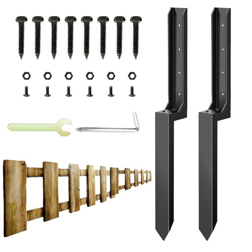 2er-Pack Zaunpfosten-Reparaturset, Robuste Reparaturpfähle Aus Stahl Für Zaunpfosten, Zaunpfostenanker Mit Einzelnem Erdspieß, Metallzaunreparaturset, Schnellbefestigungs-Pfostenstabilisator Zur Repar von Generisch
