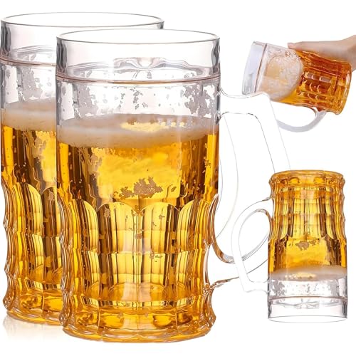 2er-Pack doppellagiger lustiger Bierkrug, gefälschter Bierkrug, Scherzbecher mit Griffen, Mezzanine-Modellkrug für Bargetränke von Generisch