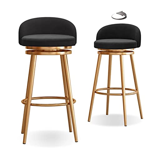 2er Set Barhocker 360° Drehbar Küchenstuhl mit Rückenlehne und Fußstütze 65cm Höhe Stilvolles Schwarz und Gold Design Perfekt für Zuhause und Bistro 2er Set Barhocker 360° Drehbar Küchenstuhl mit Rückenlehne und Fußstütze 65cm Höhe Stilvolles Schwarz und Gold Design Perfekt für Zuhause und Bistro von Generisch