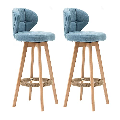 2er Set Barhocker Drehbar Hoch Küchenstuhl mit Rückenlehne Leinen Gepolsterter Sitz Holzbeine Einstellbare Thekenhöhe Stilvolles Blau Design 2er Set Barhocker Drehbar Hoch Küchenstuhl mit Rückenlehne Leinen Gepolsterter Sitz Holzbeine Einstellbare Thekenhöhe Stilvolles Blau Design von Generisch