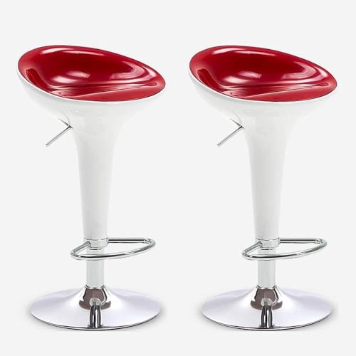 2er Set Barhocker Drehbar für Küchentheke Höhe mit Fußstütze Elegant Rot und Grün Pub Möbel von Generisch