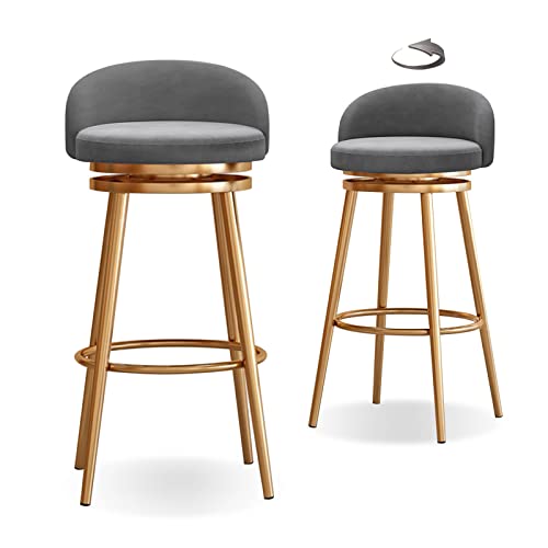 2er Set Barhocker Samt - 360° Drehstuhl mit goldfarbenen Metallbeinen Stilvoll für Küchentheke oder Hausbar 65cm Sitzhöhe Elegante graue Polsterung 2er Set Barhocker Samt - 360° Drehstuhl mit goldfarbenen Metallbeinen Stilvoll für Küchentheke oder Hausbar 65cm Sitzhöhe Elegante graue Polsterung von Generisch