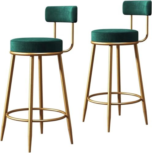 2er Set Barhocker Samt mit Fußstütze Ergonomische Küchen- & Esszimmerstühle Wohnmöbel (Grün Höhe 75 cm) Stilvolle Bequeme Sitzgelegenheit von Generisch