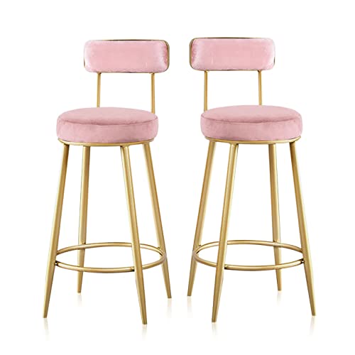 2er Set Barhocker Samt mit Metallbeinen - Stilvolle Hochstühle für Kücheninsel, Frühstücksbar, Wohnmöbel - Rosa Thekenstühle, modernes Design von Generisch