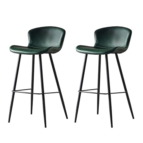 2er Set Barhocker aus Leder mit Fußstütze und Rückenlehne, moderne gepolsterte Thekenstühle für Esszimmer oder Kaffeehaus, rustikale Barmöbel 2er Set Barhocker aus Leder mit Fußstütze und Rückenlehne, moderne gepolsterte Thekenstühle für Esszimmer oder Kaffeehaus, rustikale Barmöbel von Generisch