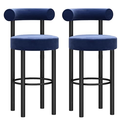 2er Set Barhocker aus Samt - Thekenhöhe Stühle mit Fußstütze für Kücheninsel, Frühstückstheke, Kneipe und Esszimmer - Stilvolles modernes Design von Generisch