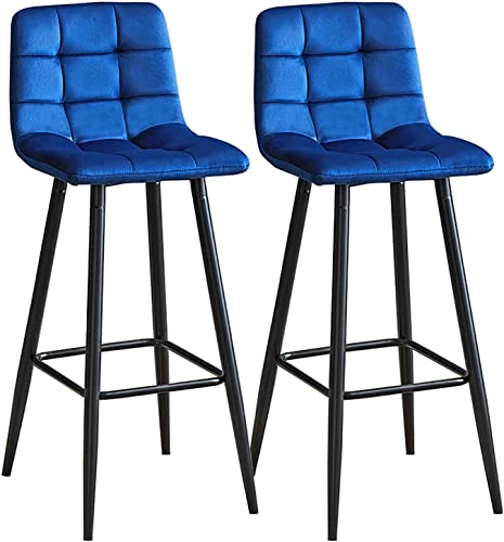 2er-Set Barhocker aus Samt mit Metallbeinen und Rückenlehne, Hochstühle für Kücheninsel/Hausbar, 75 cm Sitzhöhe, stilvolle und bequeme Esszimmerstühle von Generisch