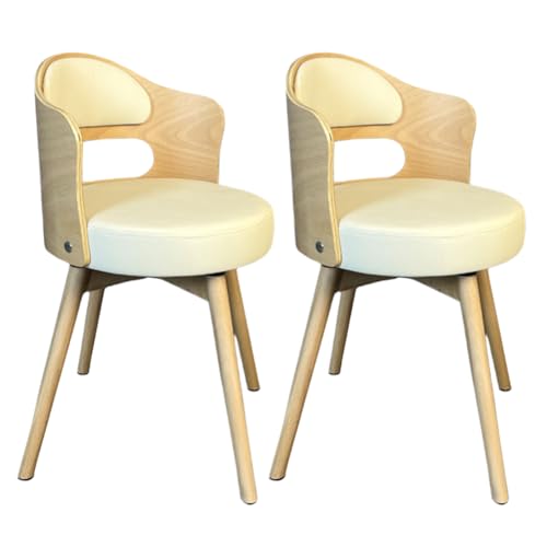 2er Set Beige Leder Drehstuhl Esszimmerstühle mit modernem ergonomischem Design für Esszimmer, Lounge, Büro oder Schminktisch 2er Set Beige Leder Drehstuhl Esszimmerstühle mit modernem ergonomischem Design für Esszimmer, Lounge, Büro oder Schminktisch von Generisch