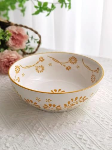 2er-Set Elegante Porzellanschalen mit floralem Design - Premium Geschirrset (Orange) von Generisch