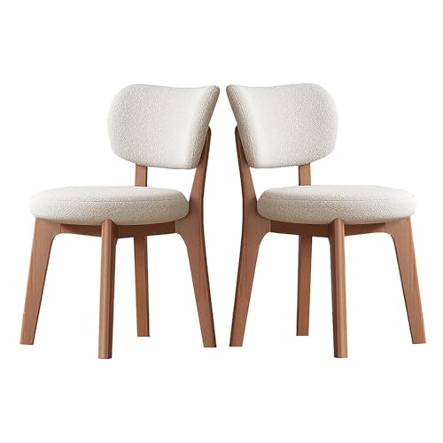 2er Set Esszimmerstühle gepolstert in Lammsamt mit gebogener Rückenlehne und Massivholzbeinen, elegante Küchenstühle für Esszimmer von Generisch