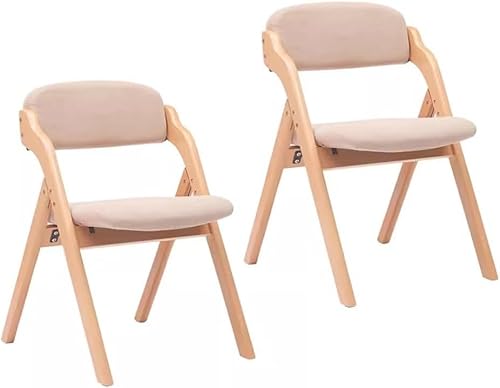 2er Set Esszimmerstühle mit Leinen gepolsterte Sitze, Holz Faltbare Küchenstühle für einfache Lagerung, perfekt für Hochzeiten und Veranstaltungen von Generisch