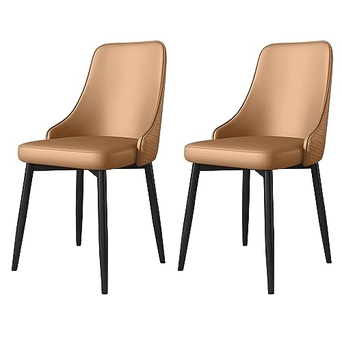 2er Set Esszimmerstuhl PU Leder Gepolsterter Seitenstuhl Küche Esszimmer Stuhl mit schwarzen Metallbeinen für Zuhause Kaffee von Generisch