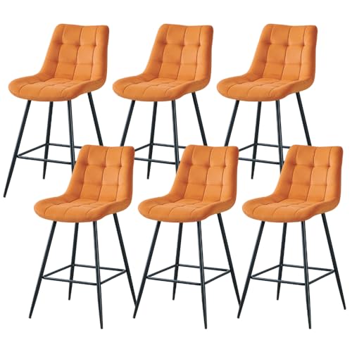 2er Set Hohe Barhocker Samt Polsterstühle mit Rückenlehne & Fußstütze Metallgestell Bequem für Küche & Bar Stilvolles Orange Design 2er Set Hohe Barhocker Samt Polsterstühle mit Rückenlehne & Fußstütze Metallgestell Bequem für Küche & Bar Stilvolles Orange Design von Generisch