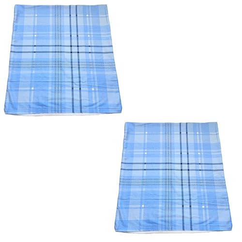 2er Set Kissenbezug 80x80 cm Kopfkissenbezug Kissenhülle 100% Baumwolle mit Reißverschluss Made in Germany (Blau Kariert) von Generisch