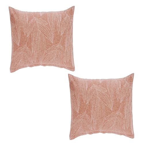 2er Set Kissenbezug 80x80 cm Kopfkissenbezug Kissenhülle 100% Baumwolle mit Reißverschluss Made in Germany (Rosa Lachs Blätter) von Generisch