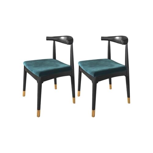 2er Set Massivholz Industrie Armlehne Esszimmerstühle für Küche Esszimmer Weinbar Café - Modernes Schwarz & Grün Design von Generisch