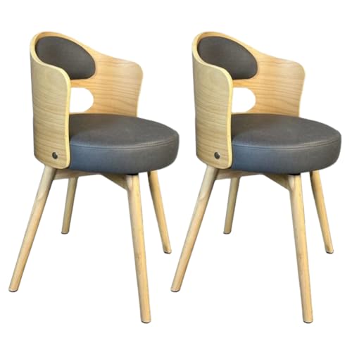 2er Set Moderne 360° Drehstuhl Leder Esszimmerstühle mit Rückenlehne Grau Ergonomisches Design für Esszimmer Lounge oder Büro von Generisch