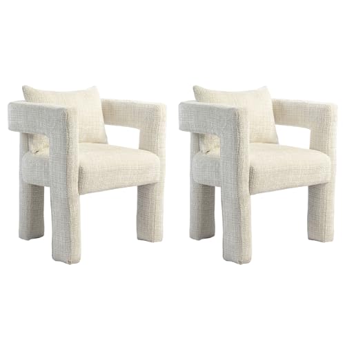 2er Set Moderne Chenille Polsterstühle Esszimmerstühle Stilvolle Hohllehne Sessel mit weichen Kissen für Küche Wohnzimmer Schlafzimmer Balkon - Beige Komfort 2er Set Moderne Chenille Polsterstühle Esszimmerstühle Stilvolle Hohllehne Sessel mit weichen Kissen für Küche Wohnzimmer Schlafzimmer Balkon - Beige Komfort von Generisch