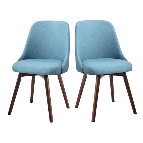 2er Set Moderne Drehstuhl Esszimmerstühle Leinen Büro Schreibtischstuhl Stilvolle Freizeit Sitzgelegenheit für Küche, Wohnzimmer, Restaurant & Empfang (Blau A) von Generisch