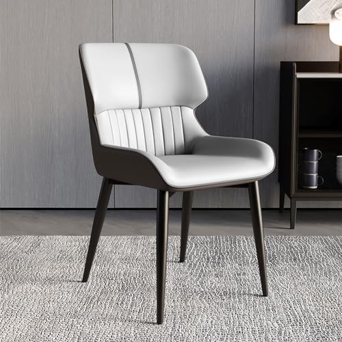 2er Set Moderne Esszimmerstühle aus Leder mit hoher Rückenlehne und Metallbeinen für Restaurant, Lounge oder Empfangsbereich 2er Set Moderne Esszimmerstühle aus Leder mit hoher Rückenlehne und Metallbeinen für Restaurant, Lounge oder Empfangsbereich von Generisch