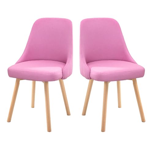 2er Set Moderne Rosa Drehstühle Esszimmerstühle - Stilvolle Büro-Schreibtischstühle aus Leinen für Küche, Wohnzimmer, Empfang und Restaurant - Bequeme Freizeit-Sitzgelegenheit von Generisch