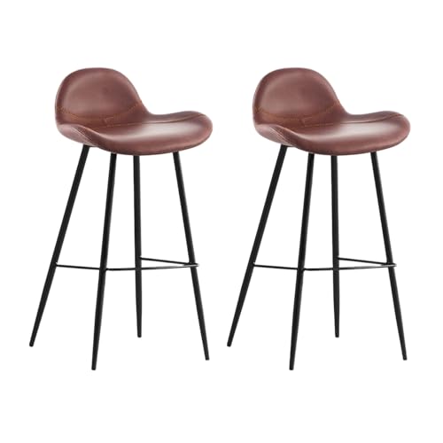 2er Set Moderne Rote Barstühle Kunstleder Gepolsterte Thekenhocker mit Rückenlehne für Küche und Esszimmer 65cm Hoch Frühstücksbar Sitzgelegenheit von Generisch